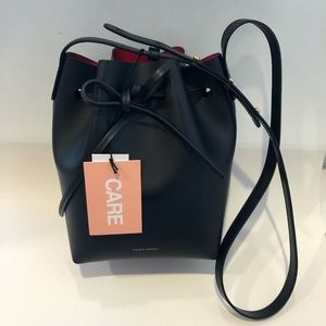 NWT Mansur Gavriel Mini Bucket Bag (Black/Flamma)